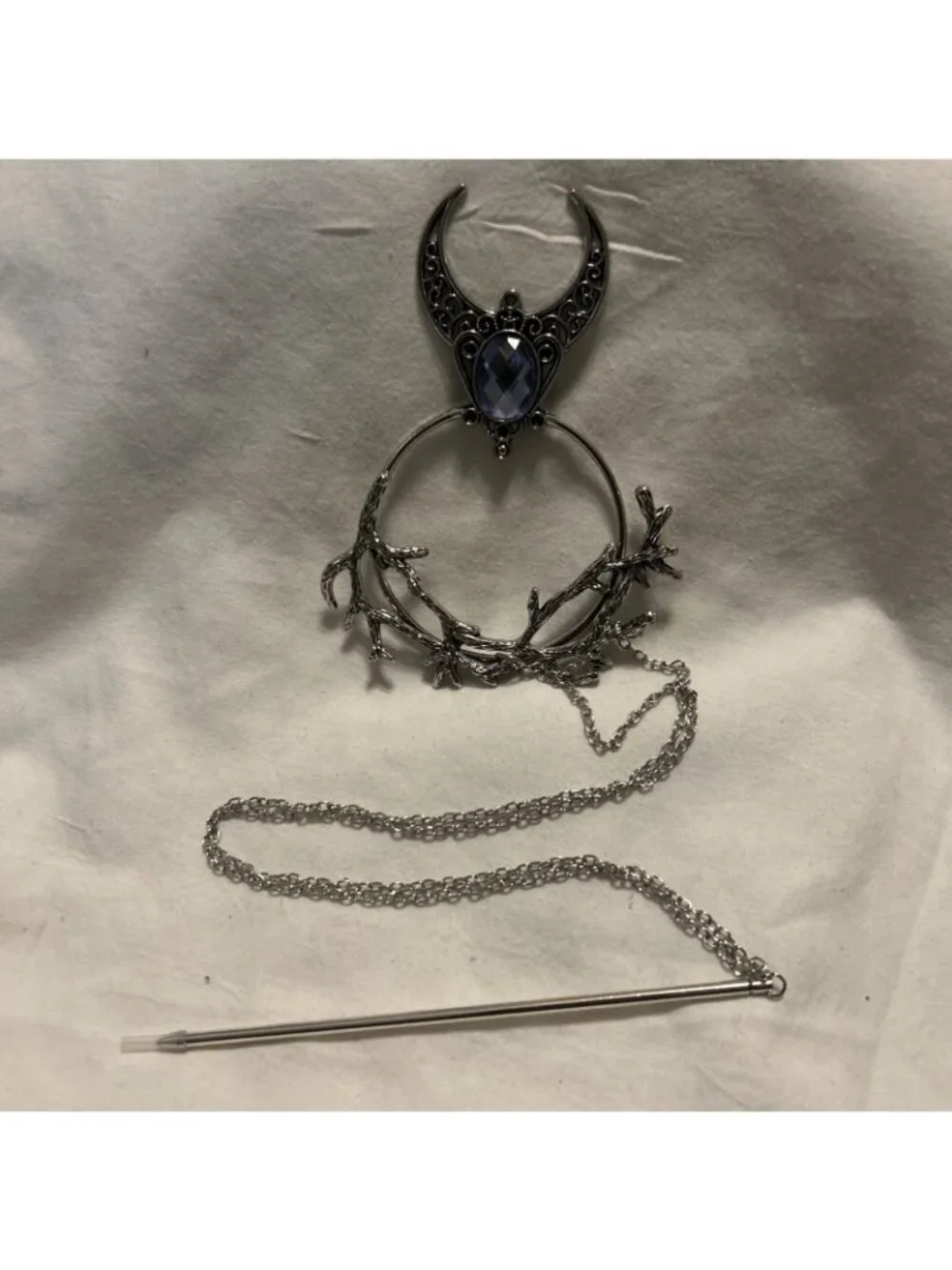Vintage Style Crescent Moon Hair Pin Clip Claw W/Chain Interchangeable Necklace